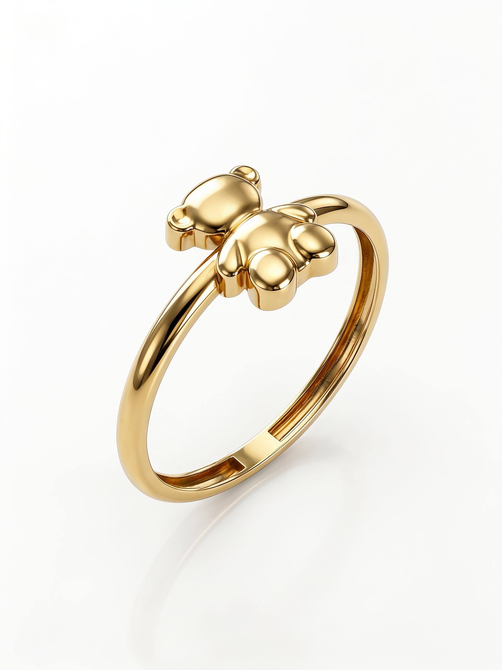 Seated Teddy Bear Gold Ring