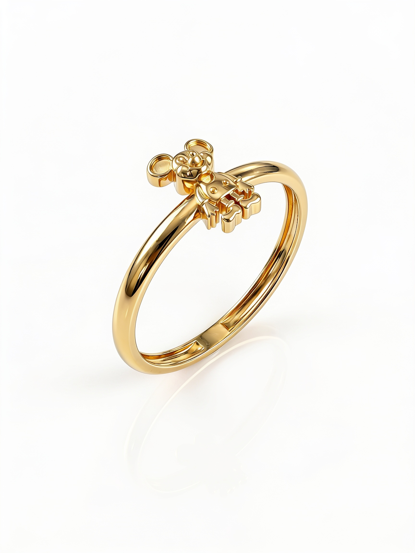Polished Teddy Bear Gold Ring