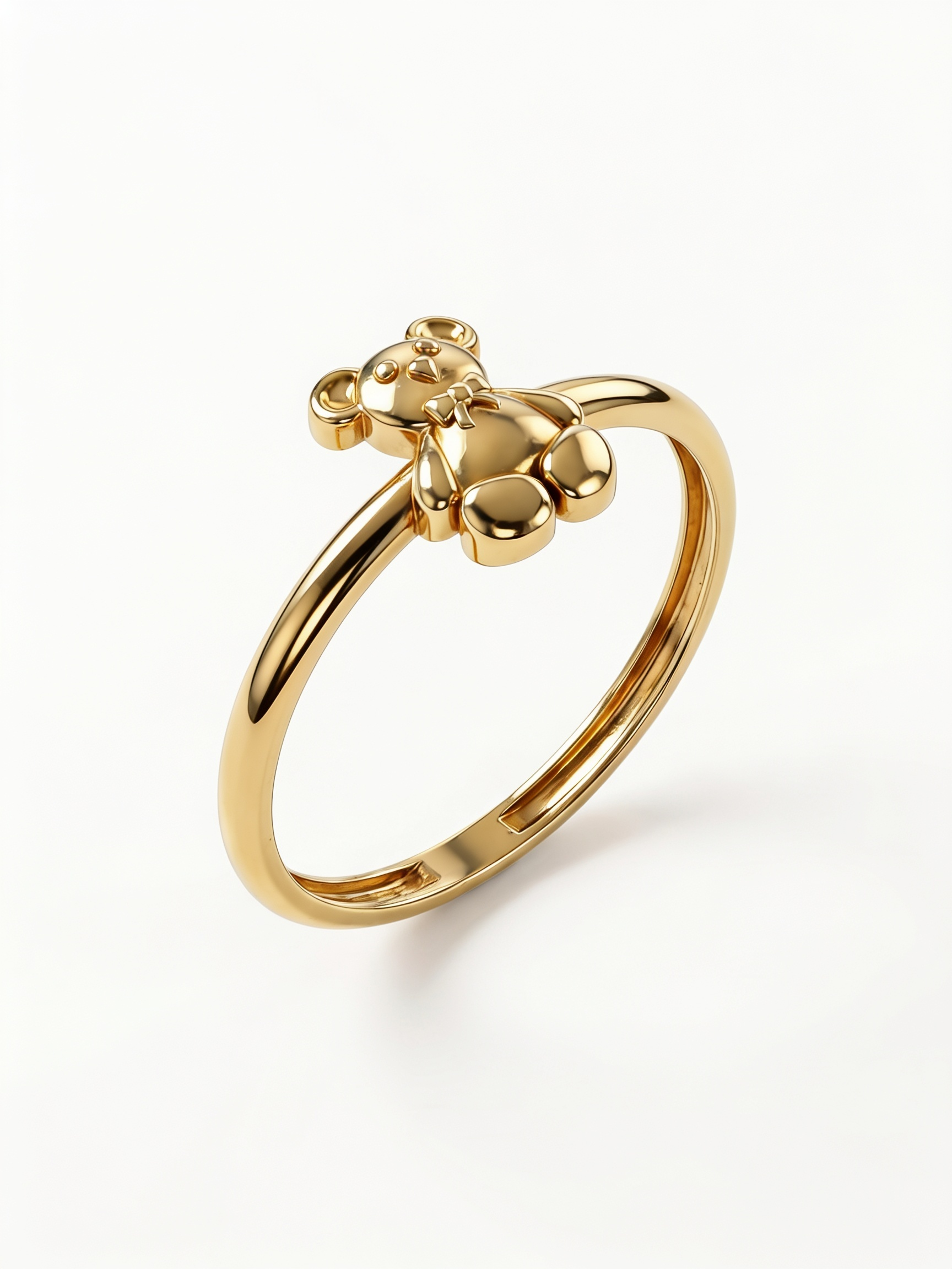Standing Plush Bear Gold Ring