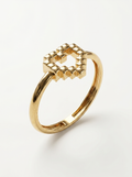 Studded Heart Gold Ring