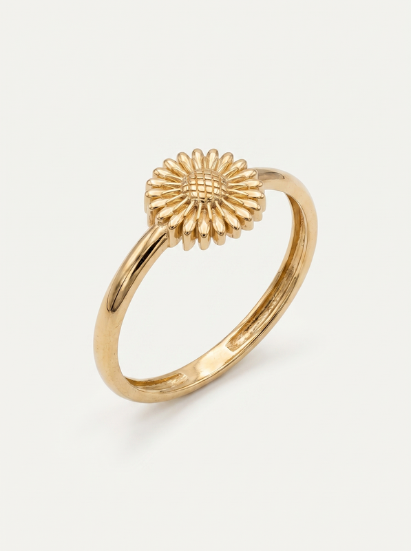 Puffy Daisy Gold Ring