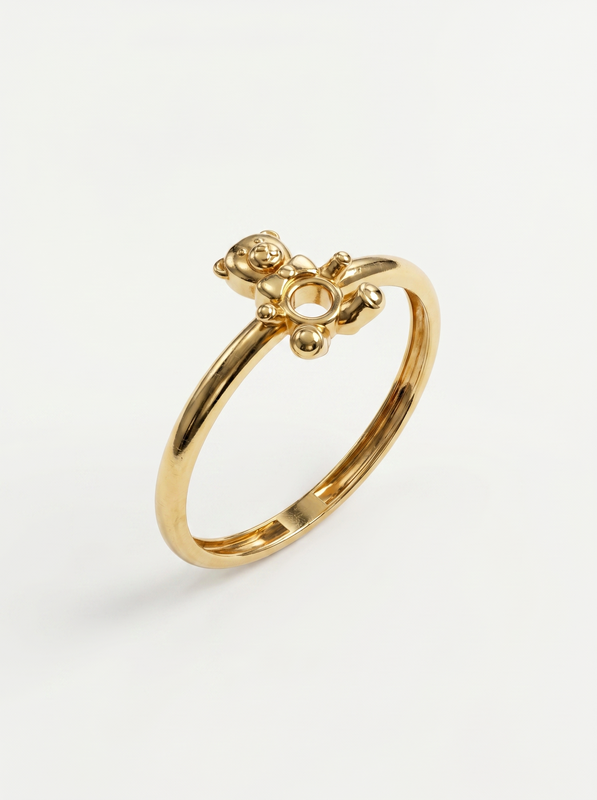 Happy Little Bear Gold Ring