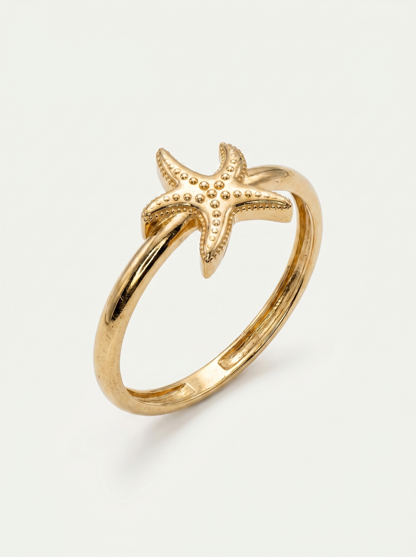 Polished Starfish Gold Ring