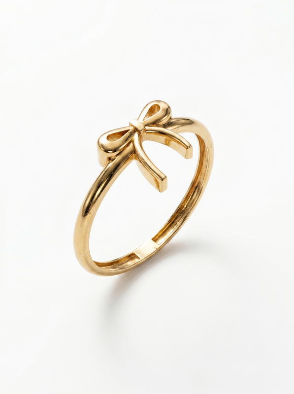 Trailing Ribbon Bow Gold Ring