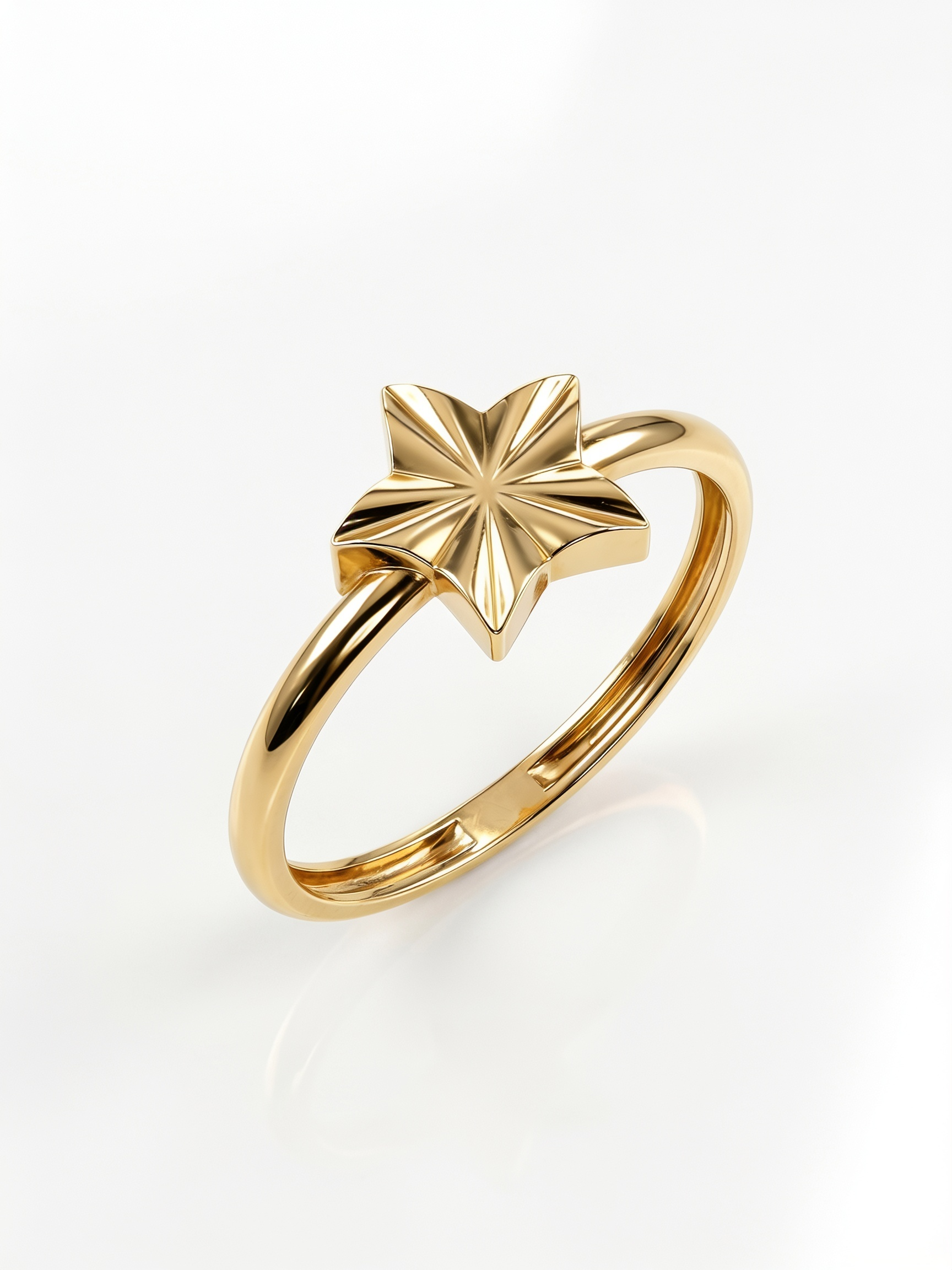 Ribbed Horn Crescent Gold Ring