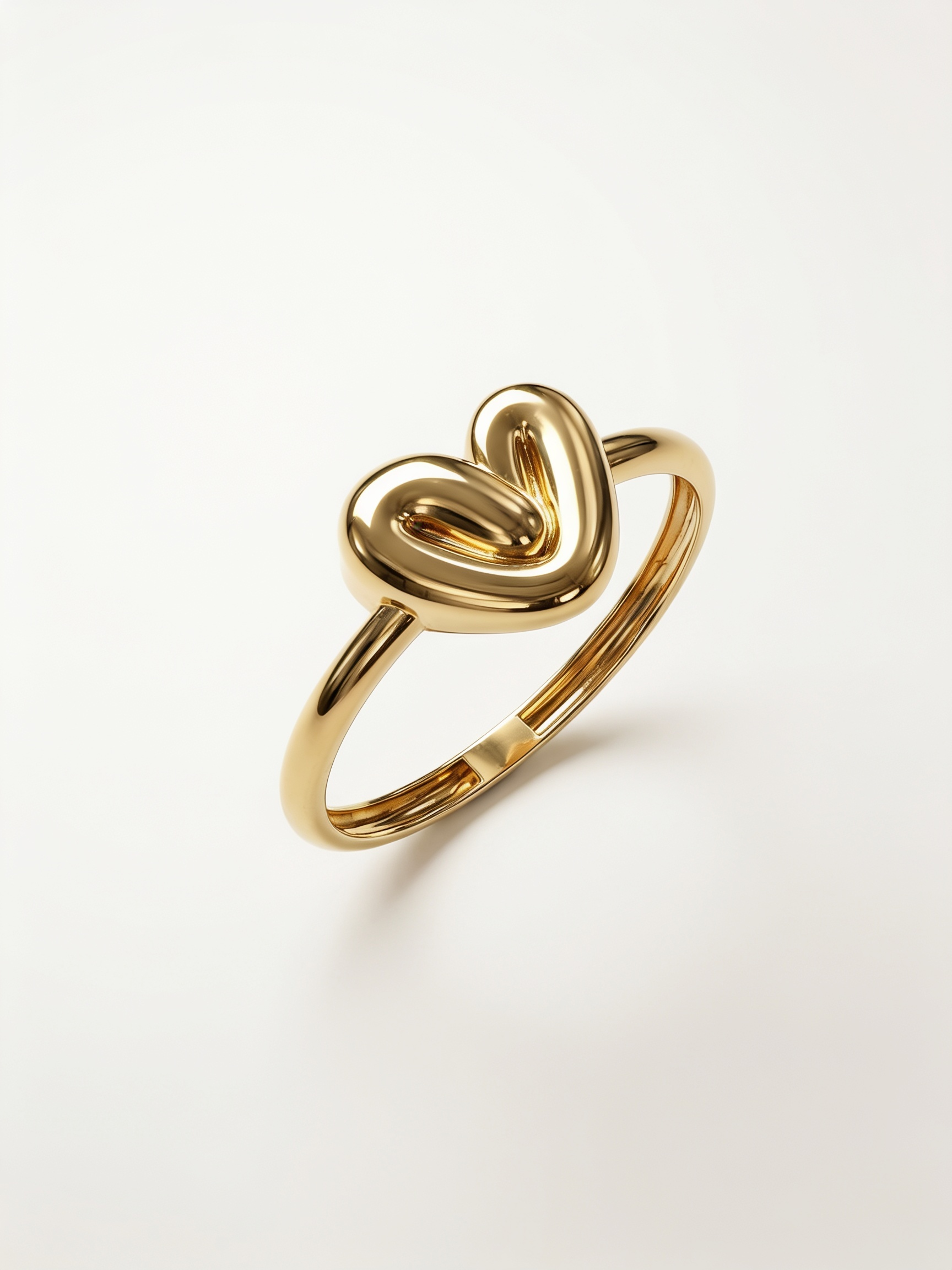 Smooth Puffy Heart Gold Ring