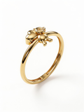 Bear Holding Heart Gold Ring