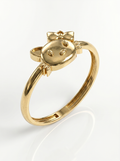 Bow Kitten Face Gold Ring