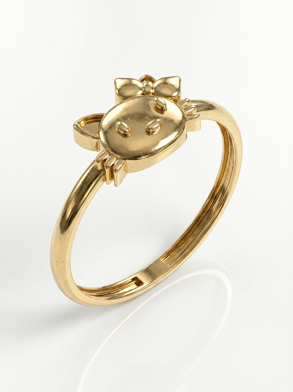 Bow Kitten Face Gold Ring