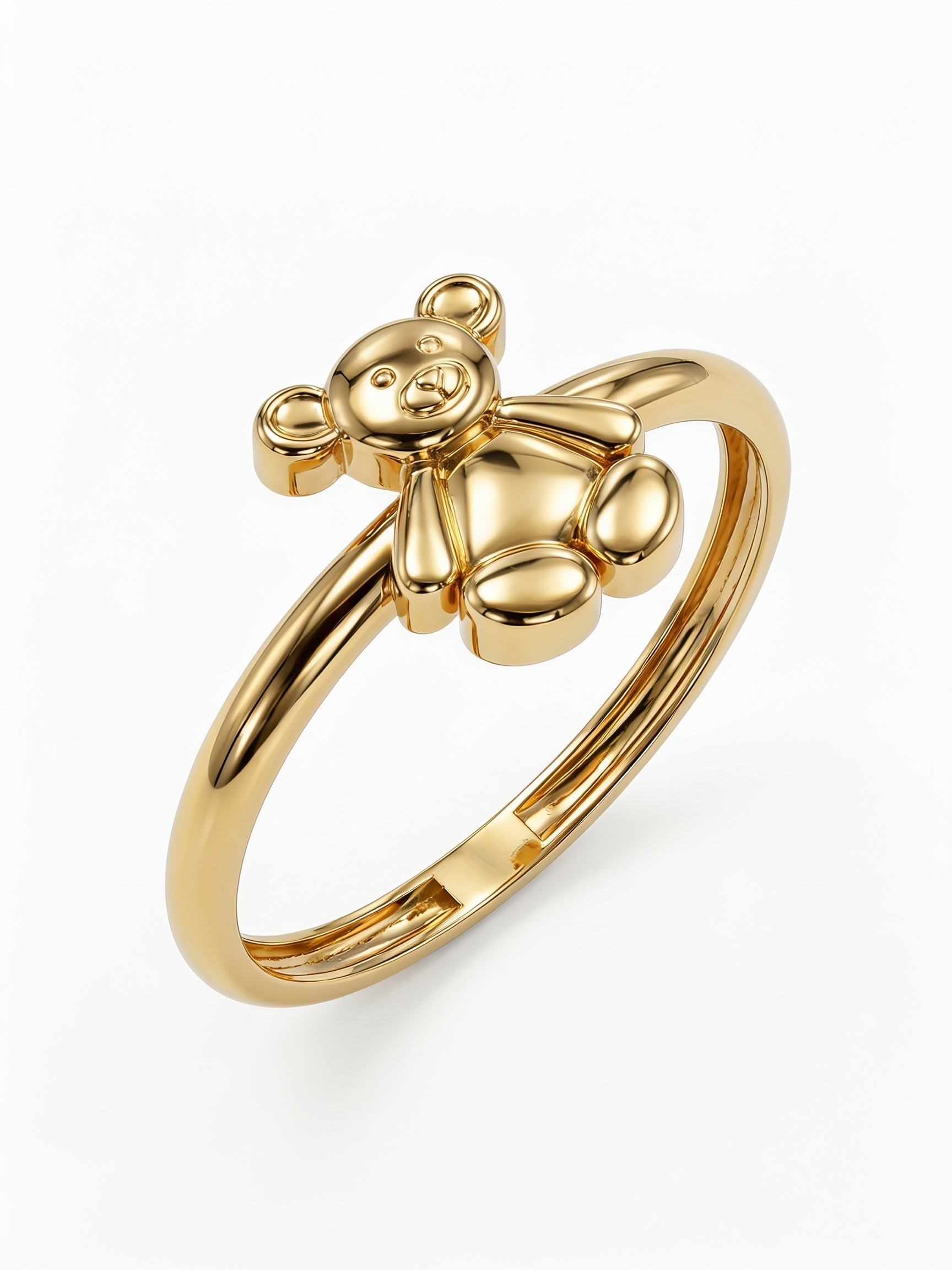 Cheering Teddy Bear Gold Ring