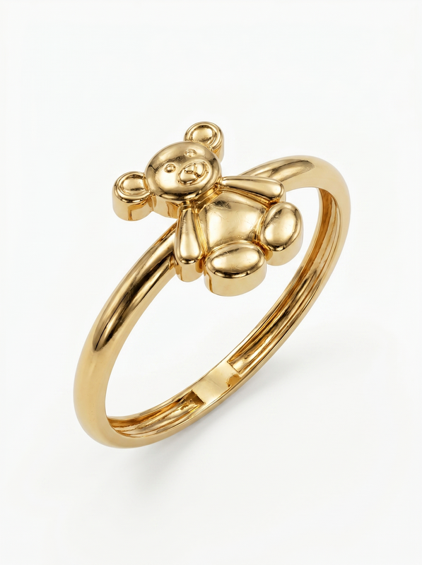 Standing Teddy Bear Gold Ring