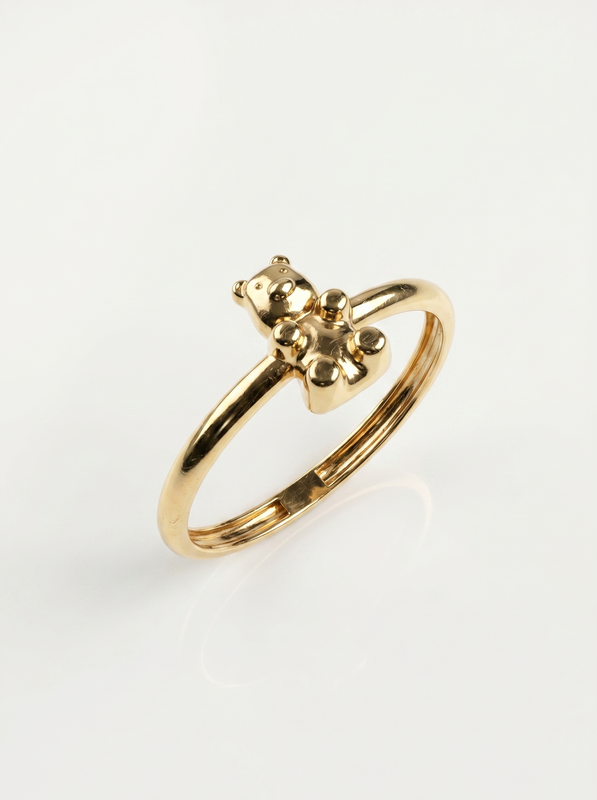Textured Teddy Bear Gold Ring