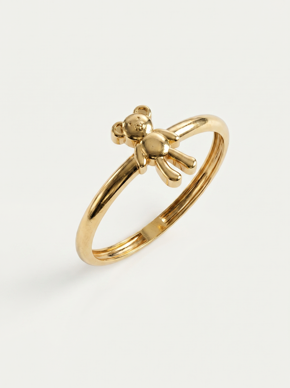 Dangling Teddy Bear Gold Ring