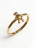 Straddling Teddy Bear Gold Ring