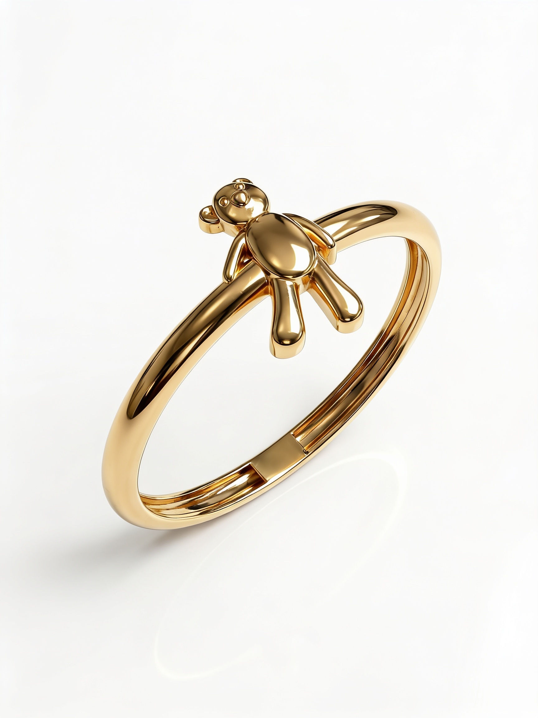 Straddling Teddy Bear Gold Ring