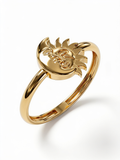 Sun and Moon Faces Gold Ring