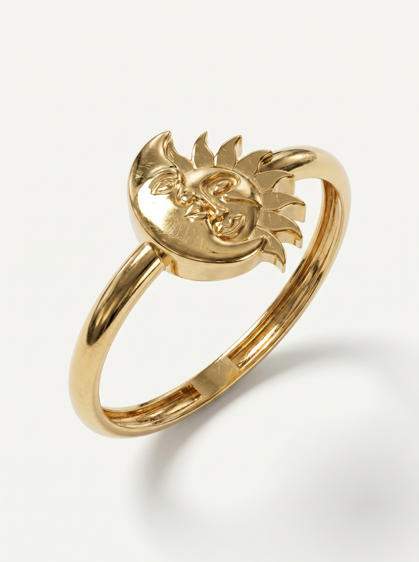 Golden Sun Face Gold Ring