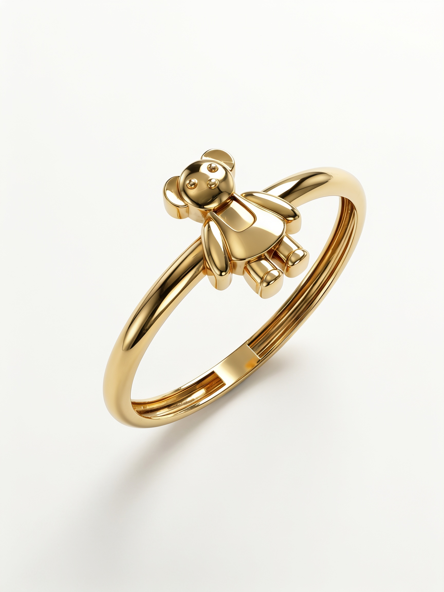 Upright Teddy Bear Gold Ring