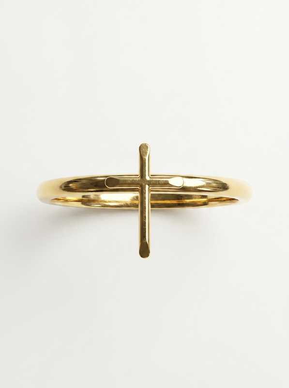 Eternal Cross Gold Ring — Top View
