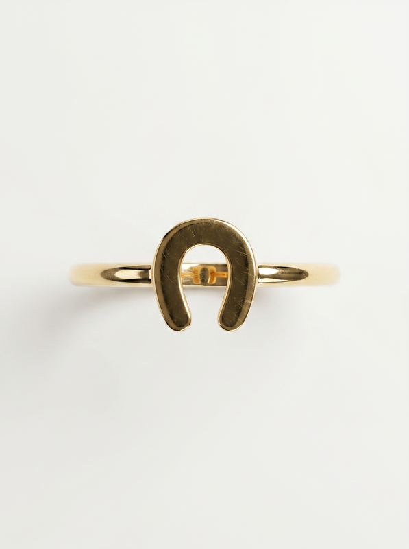 Smooth Double Horn Gold Ring — Top View