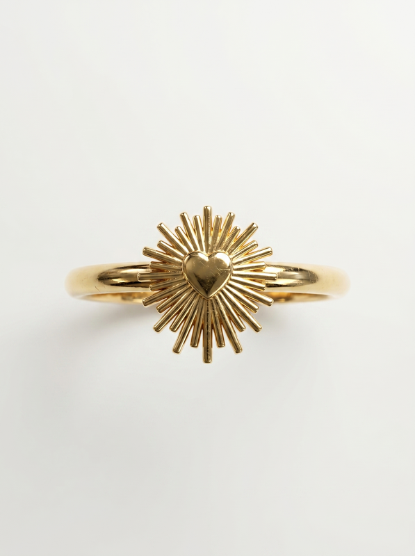 Radiant Sunburst Gold Ring — Top View