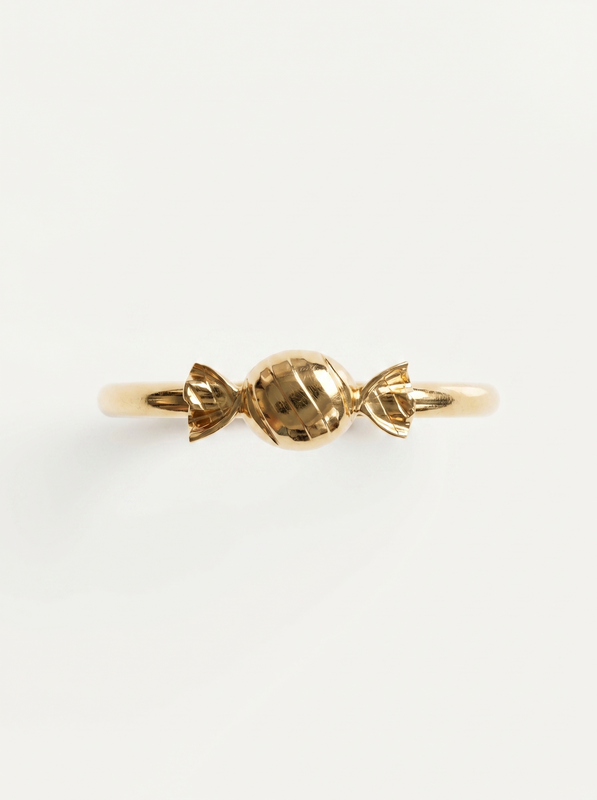 Delicate Ribbon Bow Gold Ring — Top View