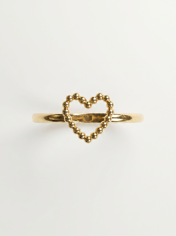 Puffy Ribbon Heart Gold Ring — Top View