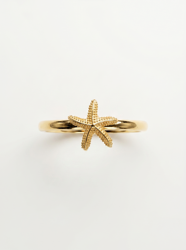 Heart in Hands Gold Ring — Top View