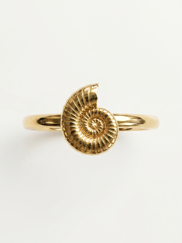 Crescent Moon Gold Ring — Top View