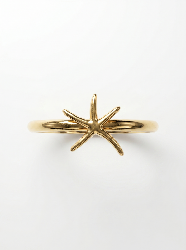 Puffy Star Gold Ring — Top View