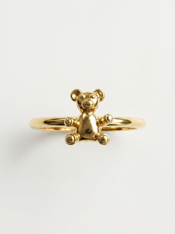 Chubby Kitten Gold Ring — Top View