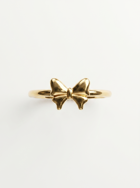 Classic Puffed Bow Gold Ring — Top View