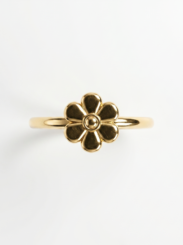 Puffy Blossom Gold Ring — Top View