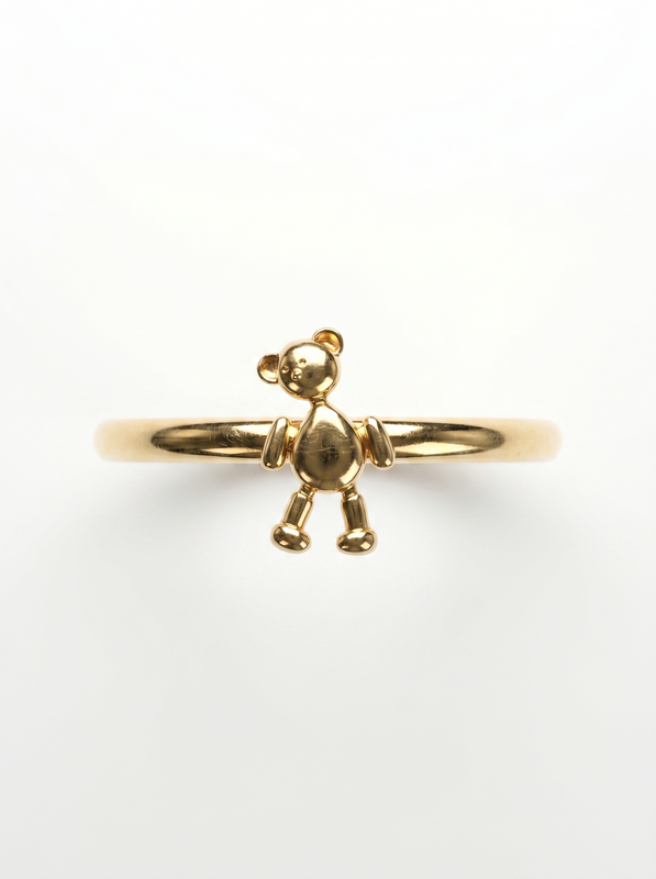 Seated Teddy Bear Gold Ring — Top View