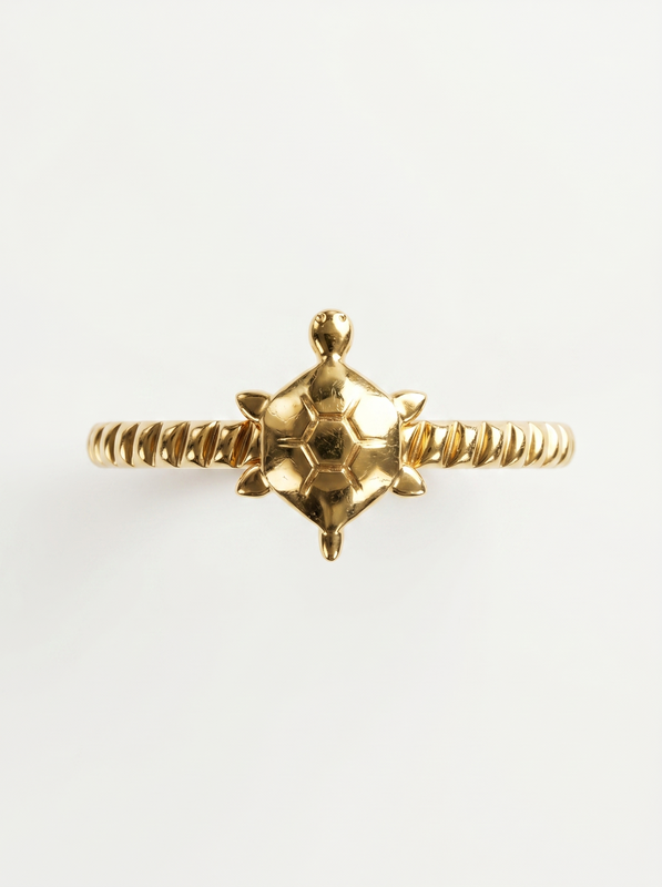 Twisted Rope Circle Gold Ring — Top View