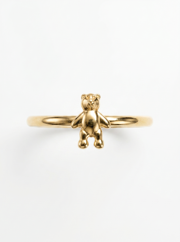 Trailing Bow Ribbon Gold Ring — Top View