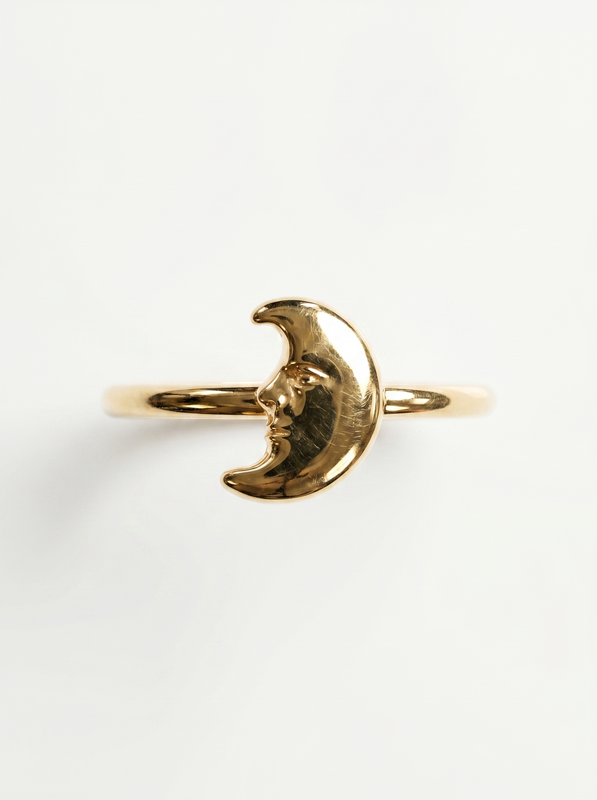 Slender Crescent Gold Ring — Top View