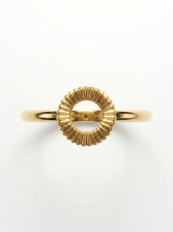 Textured Sunflower Gold Ring — Top View