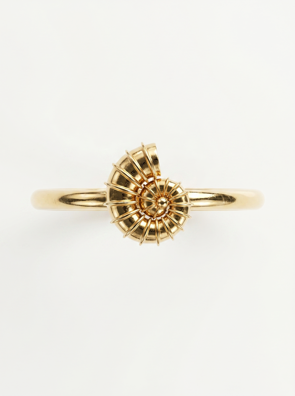 Pearl Nautilus Gold Ring — Top View