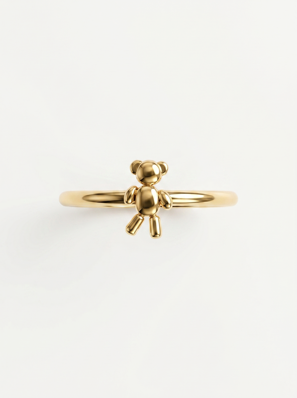 Golden Crane Gold Ring — Top View