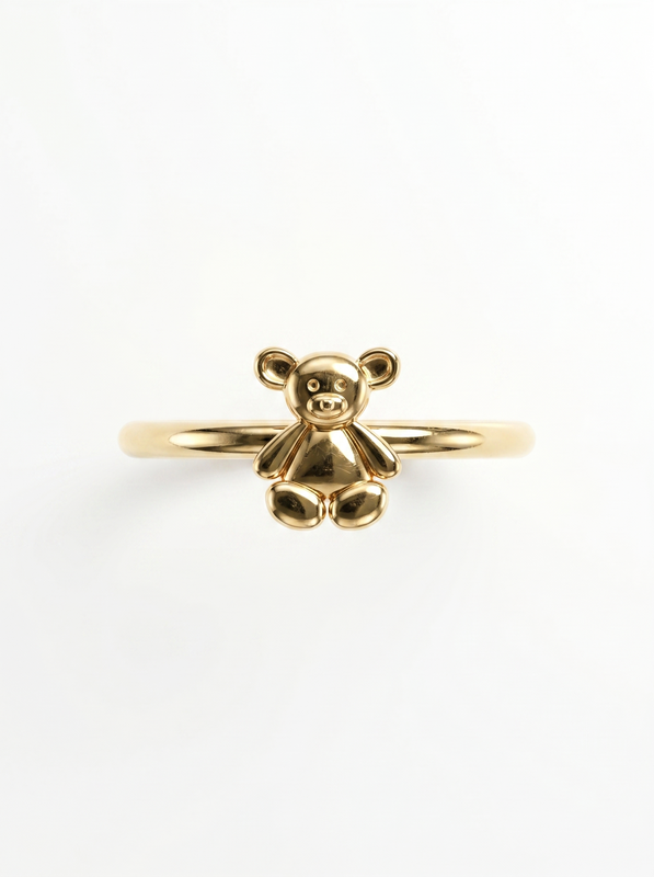 Standing Teddy Bear Gold Ring — Top View