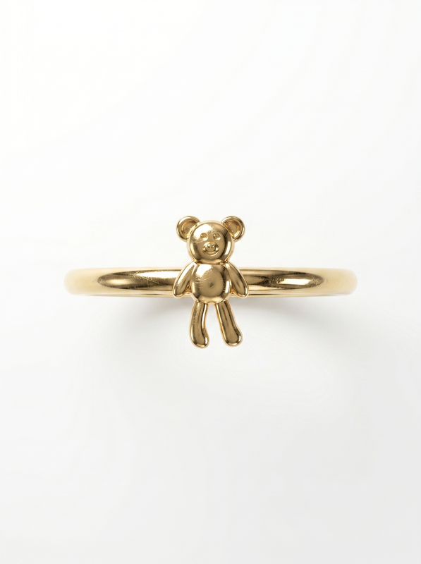 Dangling Teddy Bear Gold Ring — Top View