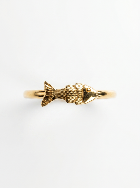 Swimming Koi Fish Gold Ring — Top View