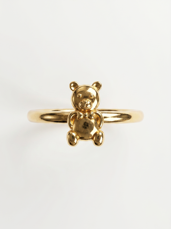 Polished Bear Gold Ring — Top View