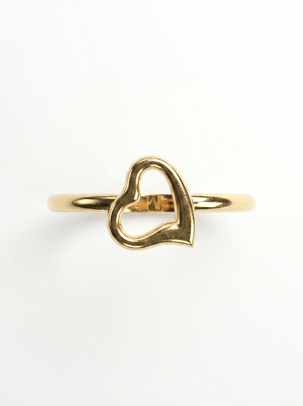 Open Heart Gold Ring — Top View