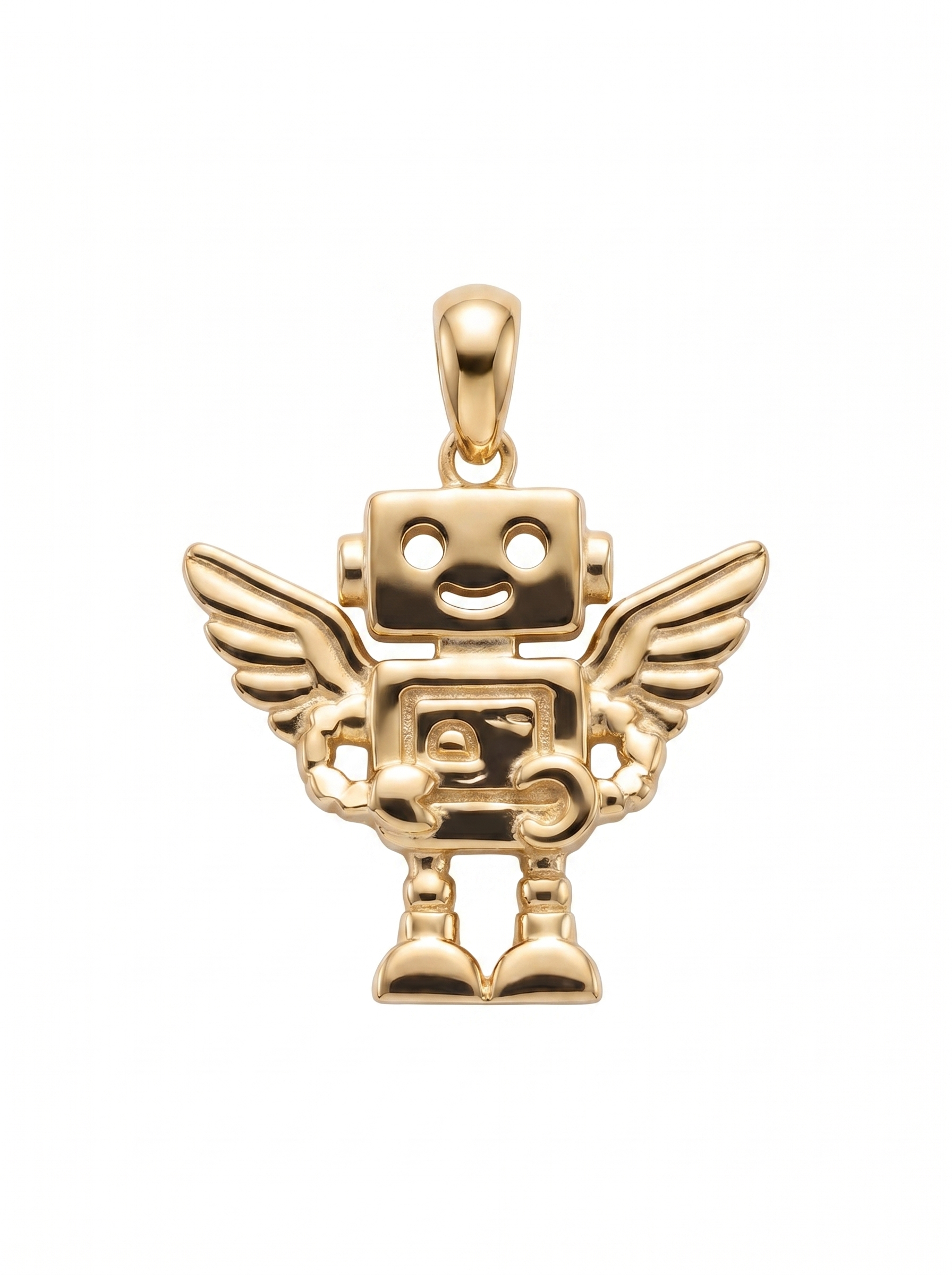 Angel Robot Gold Pendant Necklace